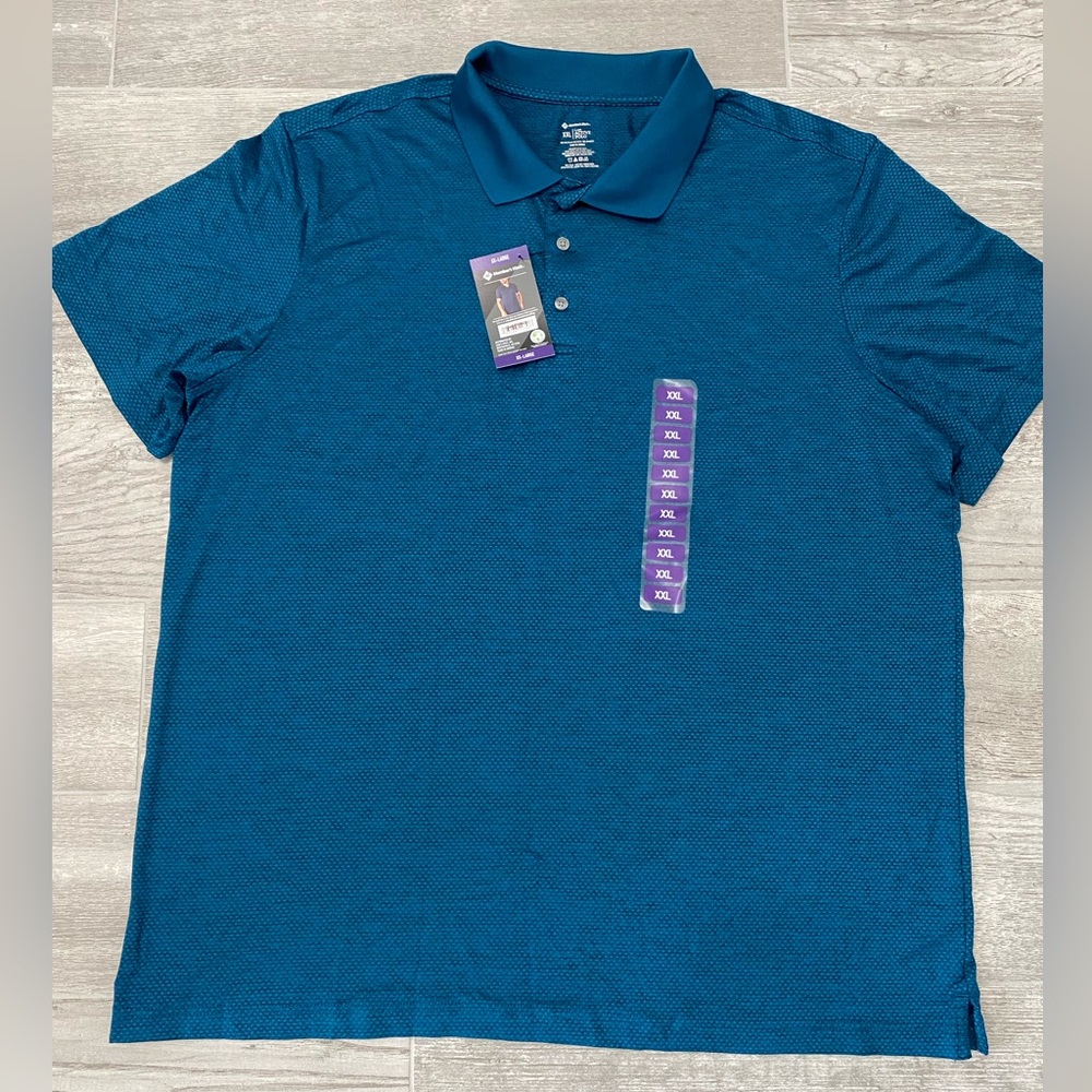NWT Member's Mark Men's Luxe Active Textured Jacquard Polo Moisture wicking XXL